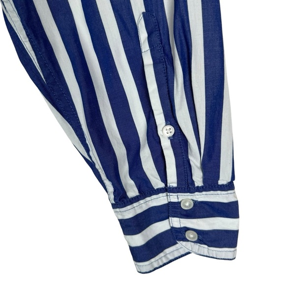 J. Crew Button Down Shirt Dress Size Small Vertical Striped Blue White Loose Fit - Picture 8 of 12
